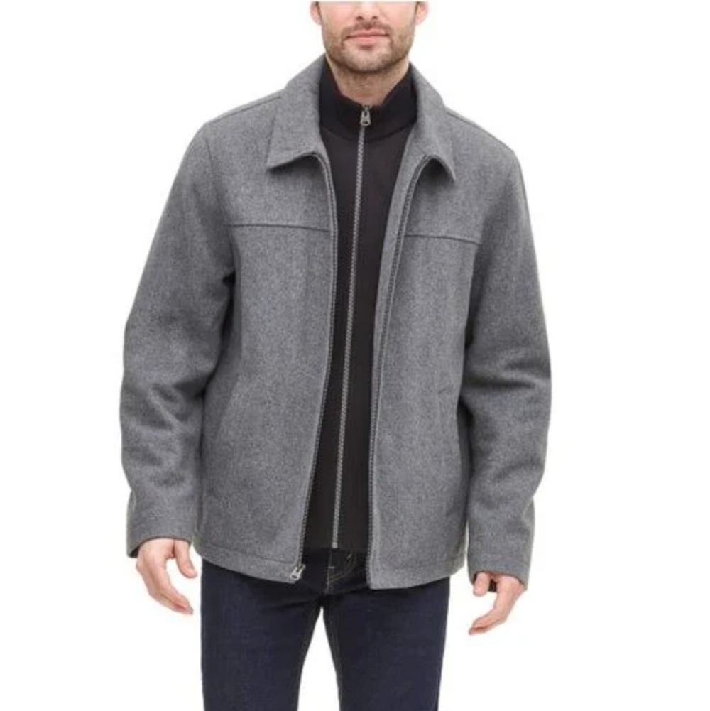 Dockers Gray Weatherproof James Dean Open Bottom Fleece and Quilted Bib Car Coat